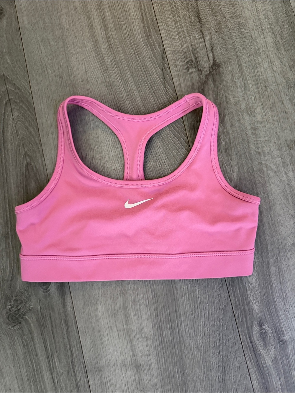 Nike Hot Pink Racerback Sports Bra with White Swoosh